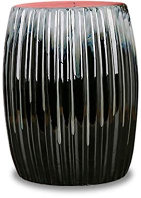 HBALDTEDC Ventilateur de brûleur Silent, Tabouret tambour en céramique, jetée ronde de couleur dégradée faite à la main, Table d'appoint de canapé, tabouret à langer et tabouret de coiffeuse(Black)