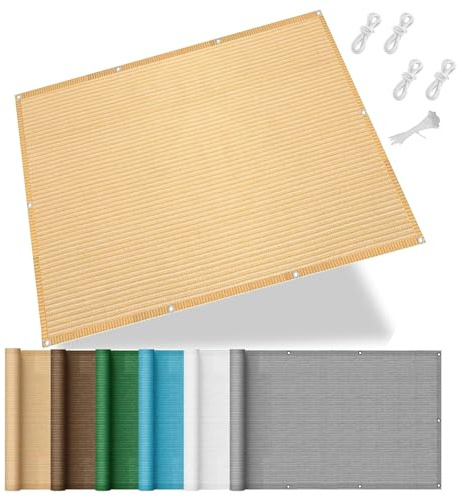 Vela Ombreggiante Traspirante 350 x 350 cm Protezione HDPE Raggi UV 95%, Traspirante Tenda da Sole Rettangolare con Occhielli per Esterno Giardino Terrazza, Color Crema