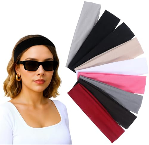 9 fasce per capelli da donna, sottili, per sport, antiscivolo, alla moda, elastiche, sottili e colorate, per yoga, fitness, corsa