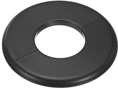 M METERXITY 1-Pack Wall Split Flange, ABS Round Self-Adhesive Escutcheon Plate Cover Buckle for 40 mm/1.57 in Dia Pipe Accessories/Floor/Ceiling, Plumbing Cover Plates [Black,6.5mm/0.26in H]