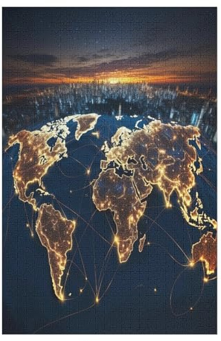Weltkarte Holzpuzzle 1000 Teile, Knobelspiele Für Erwachsene, Teenager, Puzzles Unmögliche - Kinder Puzzle Zimmer Deko 78×53cm