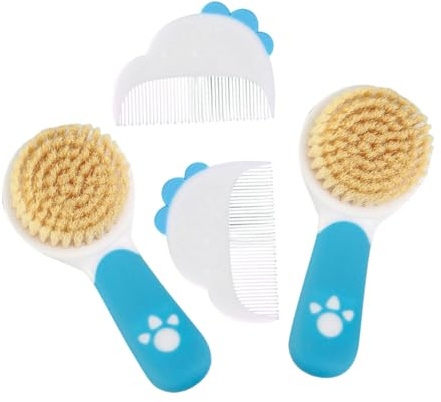 PartyKindom 2set Hair Care Set for Newborns and Toddlers Soft Bristles Brush and Comb for Soft Hair Grooming and Cradle Cap Removal Registry Present