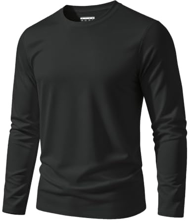TACVASEN T Shirt Manica Lunga Uomo in Cotone Maglietta Nera Uomo Morbida e Leggera Maglietta Nera Uomo Classico e Versatile (XL, Nero)