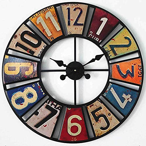 Orologio da giardino antico, impermeabile, grande, rotondo, decorazione per interni ed esterni, silenzioso, al quarzo, orologio da parete in ferro battuto resistente alle intemperie, perfetto per