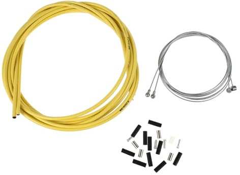 Didiseaon Cavo Freno per Bicicletta Guaina Gialla, Cavo Metallico Resistente per Freno Anteriore e Posteriore, Compatibile Bici da Strada e Pieghevoli, Set Cavi Freni per Manutenzione e Sostituzione