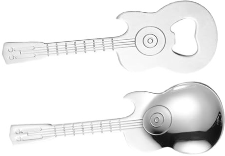 Toyvian Ouvre-bouteille Acier Inoxydable Multifonction Cuillère Guitare Aimantée Pratique pour Cuisine et Bar Décapsuleur Portable Design Basse pour Amateurs de Musique