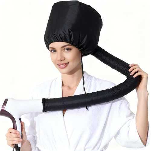 Aezzybe Trockenhauben für Haare (schwarz), Föhnhaube für alle kopfgrößen, Haartrockenhaube mit 75cm verlängerter luftkanal für Haartrockner, freihändiges föhnen, styling, tiefenpflege