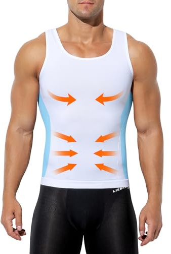 Mauro Kane Men's Compression Tank Top Undershirts Slimming Body Shaper Vest Workout Shapewear White