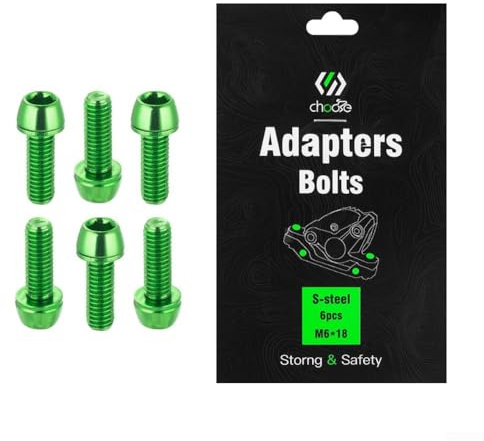 6pcs M6*18mm Screws for Bicycle Disc Brake Caliper Fixing, Disc Brake Assembly Bolts for Bike Maintenance and Repair (Green)