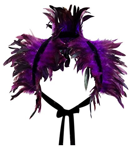 keland Victorien Gothic Plume Cape Châle Etole Bolero Cache Epaule Gothique Collier Accessoire de Costume d'halloween (Violet)