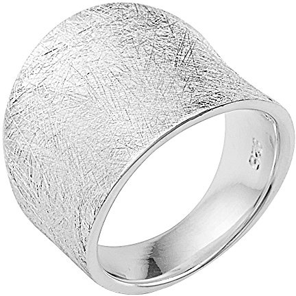 Vinani Damenring, 925 Sterling Silber – gewölbtes breites Massivband mit schlichter gebürsteter Oberfläche, elegantes minimalistisches Design, handgefertigter zeitloser