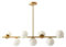 KCO Lighting Moderner 110CM Gold Kronleuchter Mit 7 Weiß Globe Sputnik Vintage Pendelleuchte - Milchkugel Glas Einstellbare Hängende Leuchte für Esszimmer, Wohnzimmer, Küche