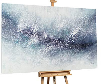 KunstLoft® XXL Gemälde 'Foam and Fog' 180x120cm | original handgemalte Bilder | Tupfer Abstrakt Weiß Blau | Leinwand-Bild Ölgemälde einteilig groß | Modernes Kunst Ölbild