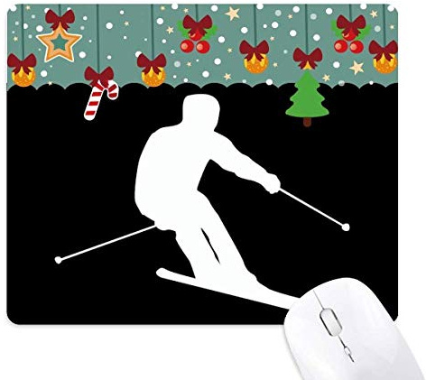sport d'hiver le ski silhouette noire tapis de souris en jeu - office mat noël