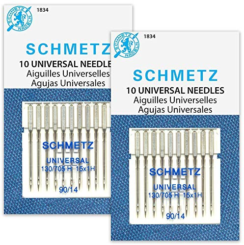 SCHMETZ Universal (130/705 H) Household Sewing Machine Needles - Size 90/14-2 Cards - 20 Needles