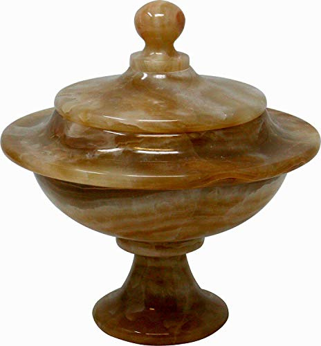 Bonboniere mit Fuß aus dem Halbedelstein Onyx Marmor, 15 cm Handarbeit Schale Naturstein Gestein