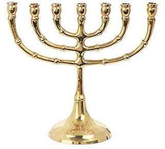NKlaus Menorah Chandelier à 7 Branches Laiton doré Bougies jusqu'à Ø 1,5cm Hauteur du Chandelier : 15cm Largeur de la Menora :18cm Articles d'église Décoration 4034