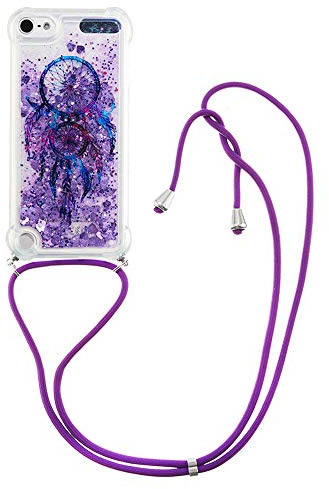 HiCASE Pro Handykette Hülle für iPod Touch 7 2019/iPod Touch 6/iPod Touch 5, Handyhülle Glitter Flüssig Treibsand Bumper Schutzhülle Silikon TPU Case mit Band Kettezum Umhängen