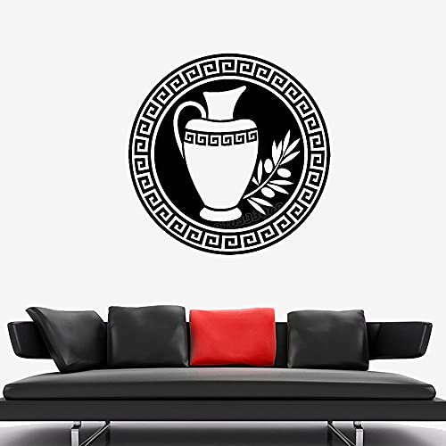 QIANGTOU Griechische Vase Wandtattoo Antike griechische Ornament Krug Olivenzweig Wandaufkleber für Wohnkultur Vinyl Kunst Wand Dekor Tapete 42x42cm