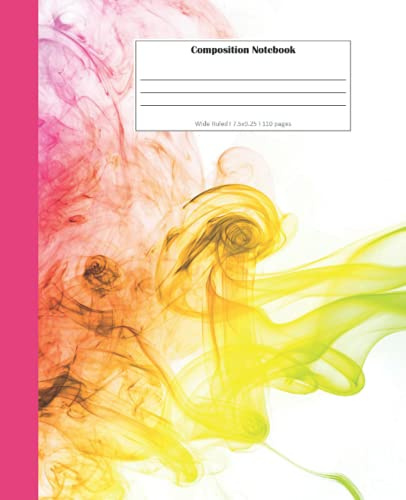 Composition Notebook: Multi-Colored Notebook for Kids and Adults, Cool Colored Smoke, Wide Ruled Book 7.5 x 9.25 in, 110 Pages, Back to School Supplies, For Students and Teachers
