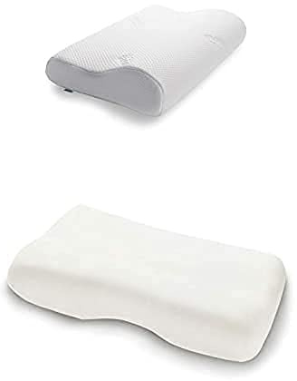TEMPUR Kissen Set mit Füllung und Bezug, Original Kopfkissen Größe M mit Jersey-Kissenbezug (beige)