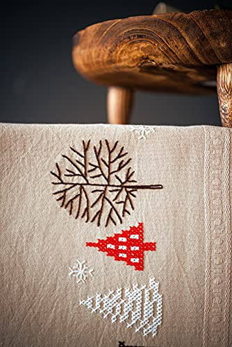 Vervaco Stickpackung Kreuzstich Set Vorgedruckt Tischläufer moderne Weihnachtsmotive Stickdecken Vorgezeichnet DIY Basteln Kreativ Stickläufer zum Selbersticken 40 x 100 cm Stickset