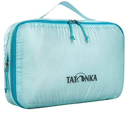 Tatonka Packwürfel SQZY Compression Pouch M (4L / 6L) - Ultraleichte und platzsparende Packtasche mit Reißverschluss - durchsichtig, komprimierbar und PFC-frei - 29 x 18 x 8 cm (blau)