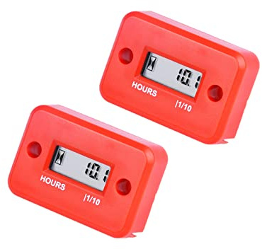 2 pièces HonorMeet IP68 compteur horaire numérique étanche pour tondeuse à gazon à moteur à essence,couleur en option,utilisé pour hors-bord,VTT,souffleuses à neige,marine,Dirt bike(2pcs rouge)