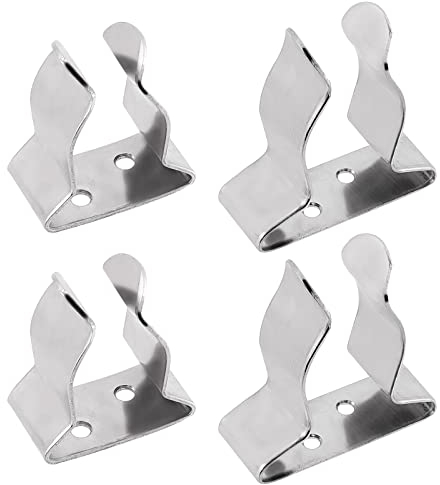 SUPERFINDINGS 4 Stück 2 Stil Bootshakenhalter Edelstahl Federklemme Boot Ruderhalter Marine Federklemme Silber Halterung Clip Vielseitige Hakenfederklemme Halter Bohrung: 4mm