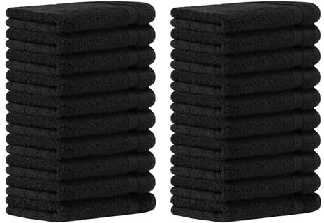 Luckytowel Seiftücher Set 30x30cm – Oeko-TEX kleine Waschlappen Set aus 100% Baumwolle mit 600 g/m² – mit Aufhängeschlaufe – flauschig & saugstark – Gästehandtücher 30x30 – 50er Pack Schwarz