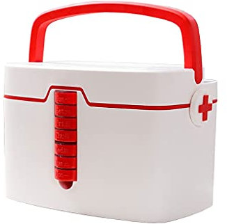 luckxuan Erste Hilfe Set/Verbandskasten Medical Box Erste-Hilfe-Box Tragbare Kunststoffaufbewahrungsbox Haushalts-Erste-Hilfe-Box-Medizin-Box mit 7 kleinen Pill-Boxen Familienmedizin Box (Color : B)