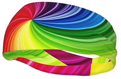 Sport-Schweißbänder mit Regenbogen-Spiraldruck, Workout-Stirnband für Laufen, Radfahren, Fußball, Yoga – dehnbare feuchtigkeitsableitende Stirnbänder