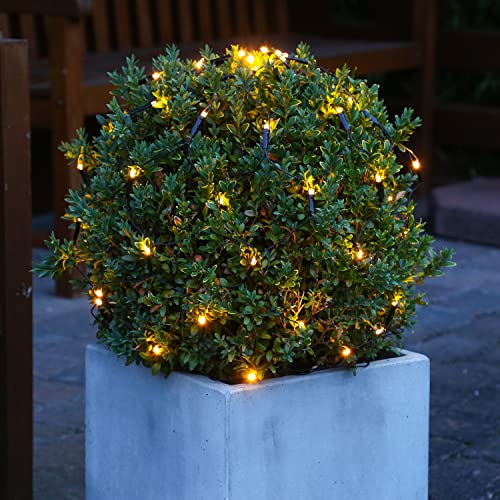 MARELIDA LED Lichternetz Buchsbaum Lichterkette für Buchskugel 60 warmweiße LED 8 Funktionen Timer Batteriebetrieb (35cm Durchmesser - 60 LED)