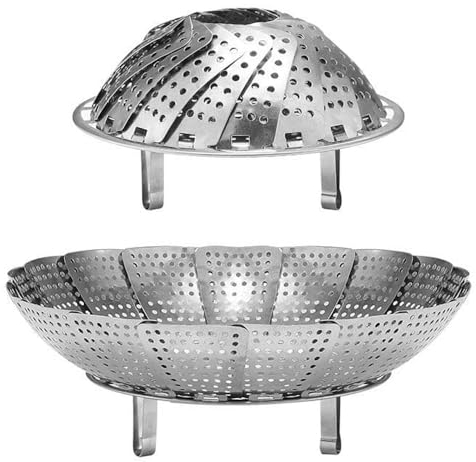 Cestello per Cuocere a Vapore,2 PCS Cestino del Vapore Verdure Pieghevole Cucina Cestino a Vapore in Acciaio Inox Inserto del Vapore per Cucina dei Frutti di Mare Vegetali