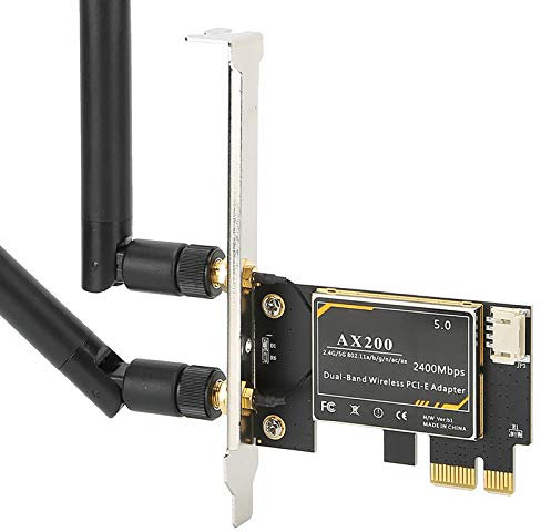 Akozon 3000 Mbps WiFi 6, AX200 5G 2.4G Tarjeta de Red inalámbrica PCI Express de Doble Banda con 2 × Antena para 10 (64 bits) para Linux para Chrome para 5G Bluetooth 5.1 Bluetooth 5.1