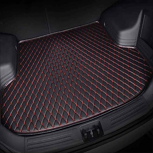 Auto Leder Kofferraummatten für Je-ep Grand Cherokee 2007-2010, Wasserdicht Kofferraum Cargo Schutzmatten Auto ZubehöR,C/Black~red
