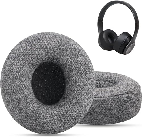 Replacement Ear Pads for Beats Solo 3, Ear Cushions for Beats Solo 2 & Solo 3 Wireless Headphones, Not Fit Beats Studio On-Ear Headphone with Stronger 3M Adhesive, Thicker Memory Foam (Velour-Gray)
