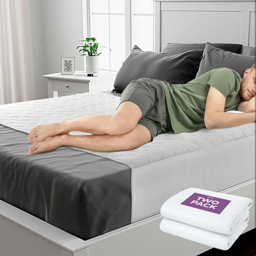 Lynmark® 2x Waterproof Bed Protector with Tuck-In Flaps - Washable Bedwetting & Incontinence Sheets Absorb Up to 3Ls - Leak-Proof OEKO-Tex Certified Cotton Mattress Pad for King Beds - 150x85cm, White