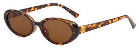 LJCZKA Retro Ovale Sonnenbrille Damen Herren 90er Vintage Stilvolle Kleine Schmal Oval Sonnenbrille UV400