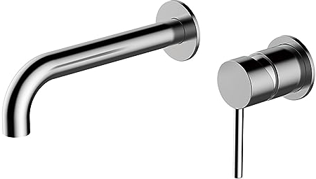 Moderner, an der Wand montierter Badarmatur aus schwarzem Messing mit verdecktem Design, 2-Loch-Einhand-Waschtischarmatur mit zwei Bedienelementen for Kalt- und Warmwasser (Color : Chrome)