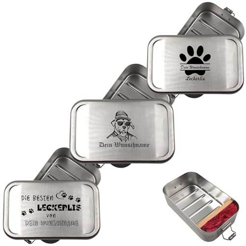 Leckerlidose personalisiert für Hunde mit Namen und Motiv Aufbewahrungsdose für Hundesnacks Geschenkidee für Tierliebhaber Hundekekse und Hundeleckerlis Behälter für unterwegs (GROSS)