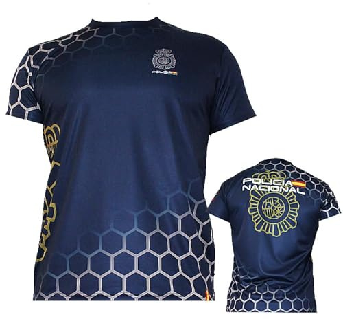 ECOMMUR Camiseta sublimación Policia Nacional | Ropa urbana para hombre historiador opositor color azul manga corta para actividades al aire libre
