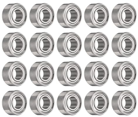sourcing map 20pcs 684ZZ Bearing 4x9x4mm, Chrome Steel Double Shielded Miniature Bearing, Lubricated Deep Groove Ball Bearings, P6 (ABEC 3)