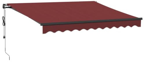 vidaXL Gelenkarmmarkise, Markise Ausziehbar Automatisch mit LEDs, Sonnenmarkise für Terrasse Balkon, Sonnenschutz Balkonmarkise Terrassenmarkise, Weinrot 300x250cm