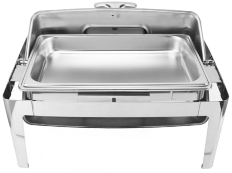 Qcwwy Chafing Dish, Diseño de Tapa de Vidrio Transparente Buffet Calentador de Alimentos Marco de Acero Inoxidable Chafing Dish Eléctrico Fácil Limpieza Chafing Dish Buffet Set (1