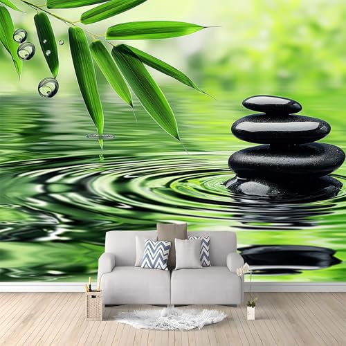 Moda Art Papel Tapiz Piedra De Bambú Verde Arte 3D Mural De Papel Pintado Fotomural Decoración De Papel Tapiz Fondo de Pared de Tv de Fotografía 250x175 cm