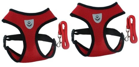 BESPORTBLE 2stücke Mesh Geschirr Mit Verstellbaren Brust Und Rückenstraps Für Kleine Hunde Und Katzen Atmungsaktiv Rot Perfektes Haustierzubehör Für Und