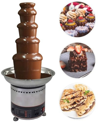 CFDZCP Chocolate Fountains 5/6/7 Tiers Commercial Chocolate Fondue Fountain, Food Grade Stainless Steel Fondue Waterfall Melting Machine, Knob Control, For Cheese BBQ Sauce Ranch(5Tier)