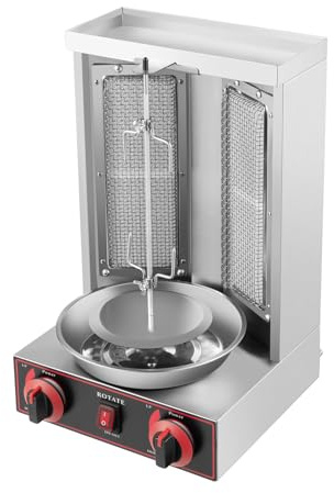 Piatto girevole elettrico per la casa, a gas, kebab per shish kebab, griglia verticale, griglia a guglio, griglia a forma di pollo in acciaio inox, girarrosto a velocità costante