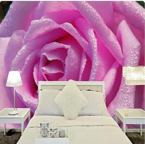 3D-Tapete, Wassertropfen, rosa Rose, Fototapete, 3D-Wandbild, Dekoration für Hochzeit, Haus, Wohnzimmer, warme Tapete, 3D, 250 x 175 cm